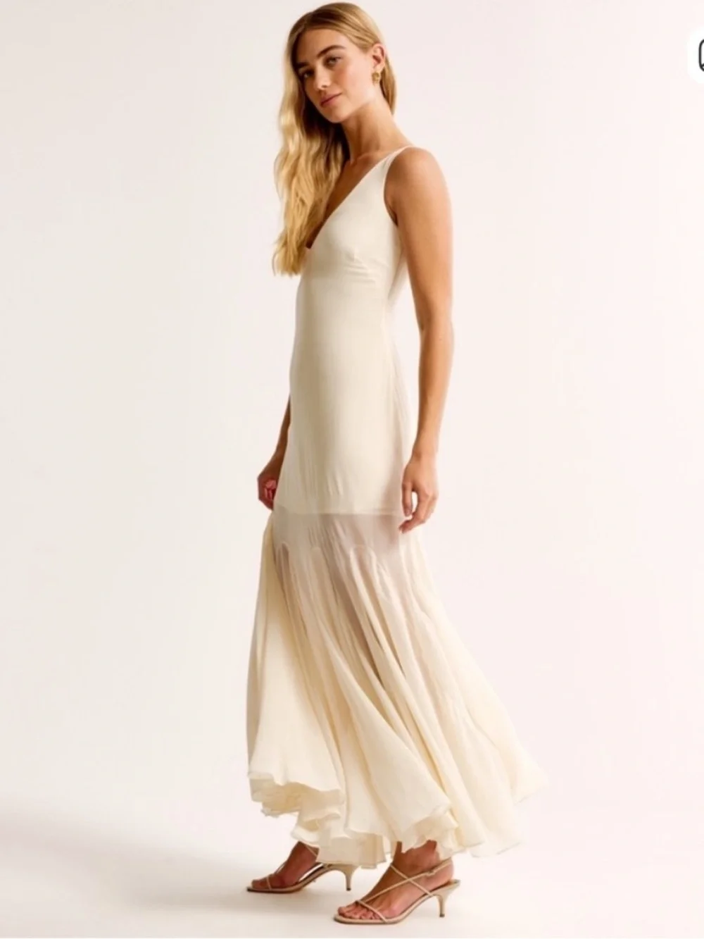 Abercrombie & Fitch Cream V-Neck Sleeveless Dress - Size small petite